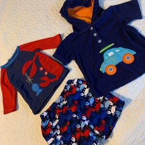 Mud Pie Baby boys swim set and terry pullover, sz 12-18 months